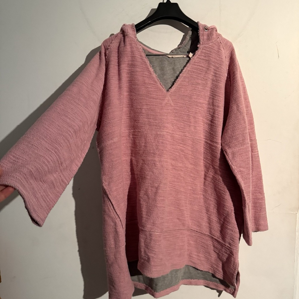 Soft Surroundings Pullover Hoodie Womens XL Boho Lagenlook Comfy Pockets Cotton